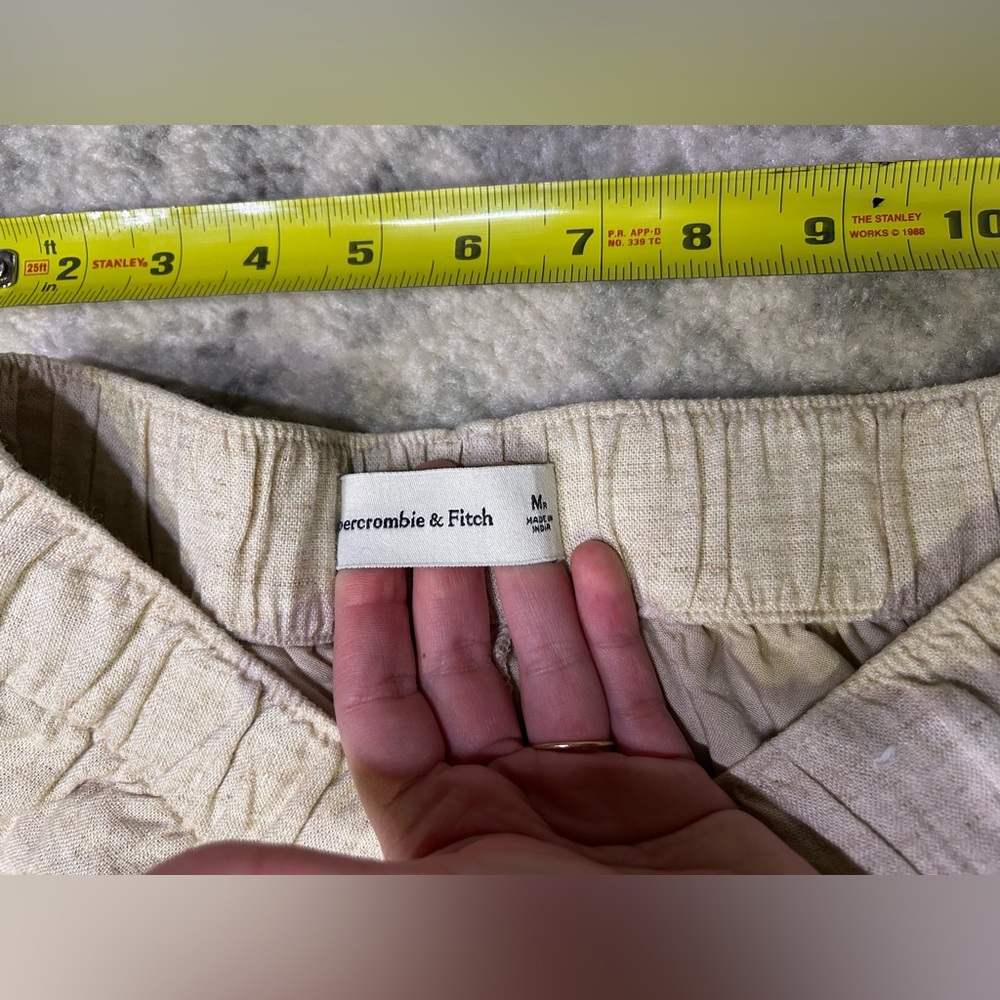 Oatmeal Wide Leg Linen Pants Lined Abercrombie Medium - Picture 3 of 10
